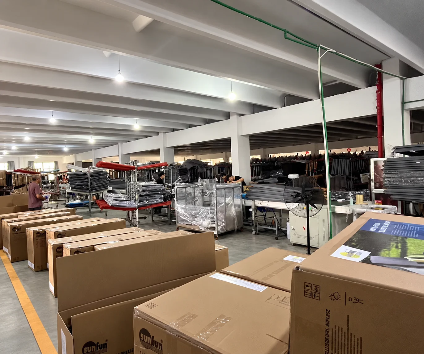 Furniture assembly and staging inside the Hongjie factory