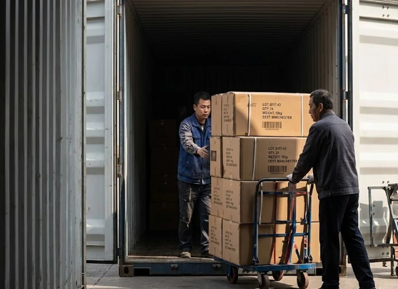 Loading cartons into a shipping container